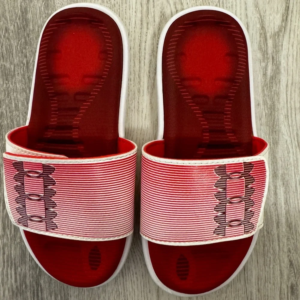 Under Armour Red and White Sandals for Casual Comfort
